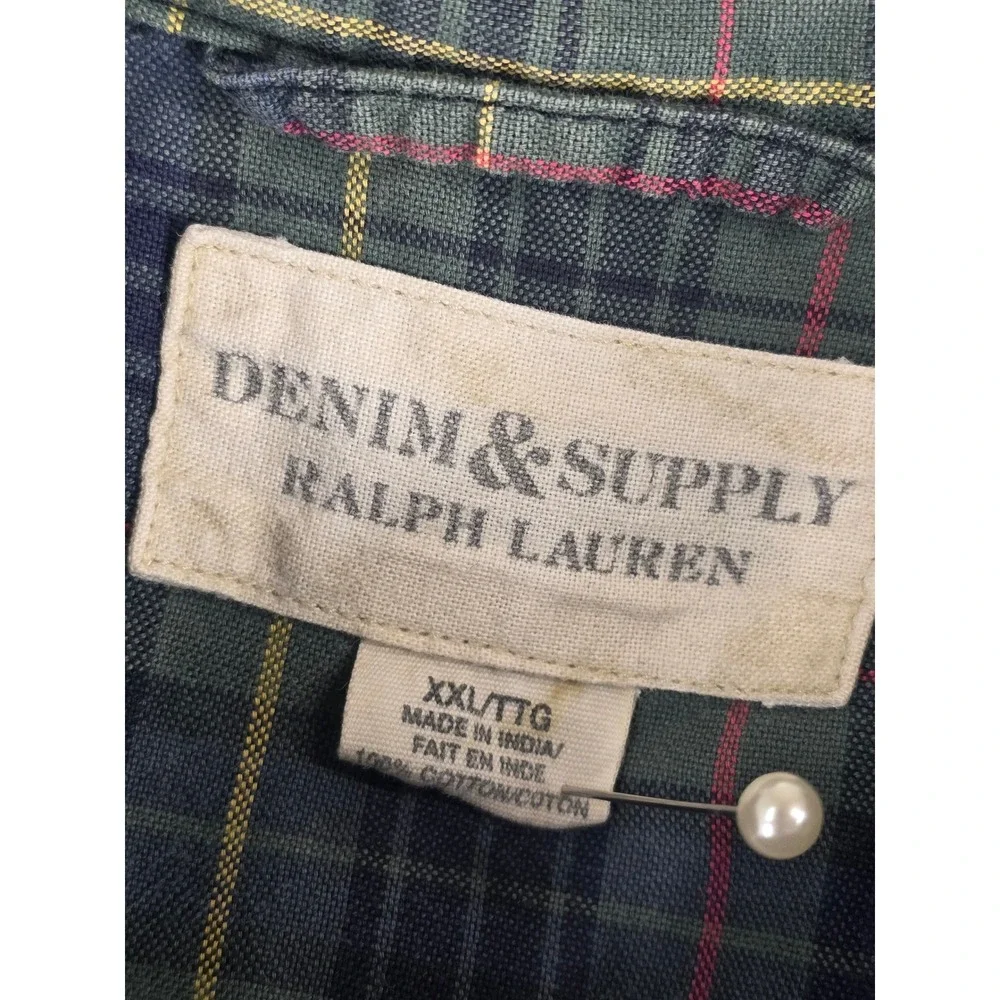 Denim & Supply Ralph Lauren Mens XXL Green Plaid Long Sleeve Button Down Shirt